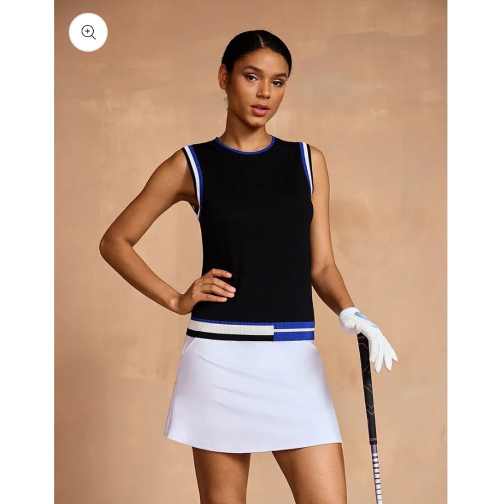 Women's Black and Blue Sleeveless Top